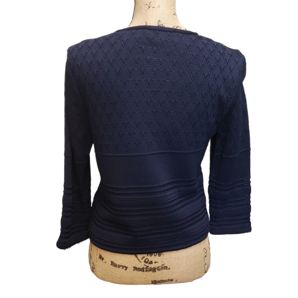 SOLD St. John Cardigan, Griffith Gray For St. John, Knit, Navy, Size 4 - Picture 3 of 12